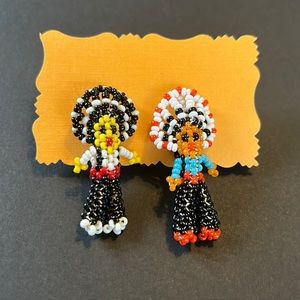 NATIVE AMERICAN BEADED Screw-On Style Clip-On Handmade Earrings